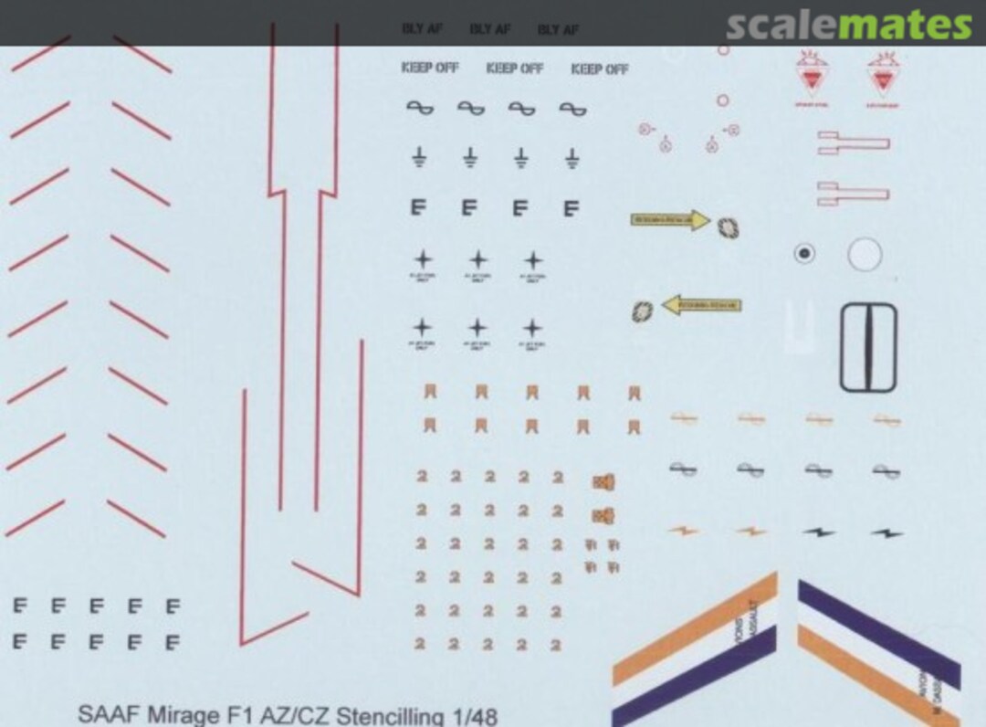 Boxart SAAF Mirage F1 AZ/CZ Stencilling MAV-480224 MAV Decals