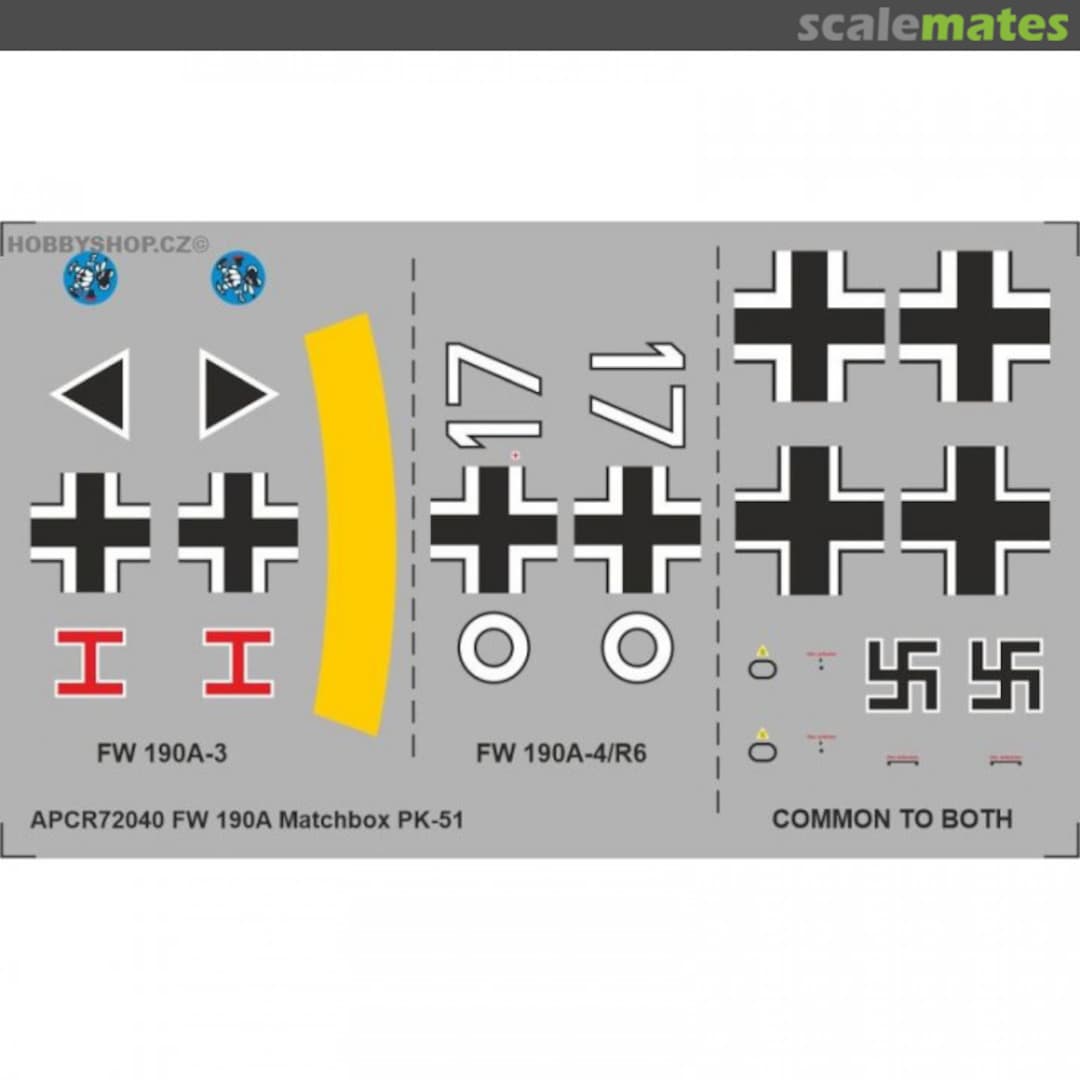 Boxart Fw 190A Matchbox PK-51 APCR72040 APC Decals