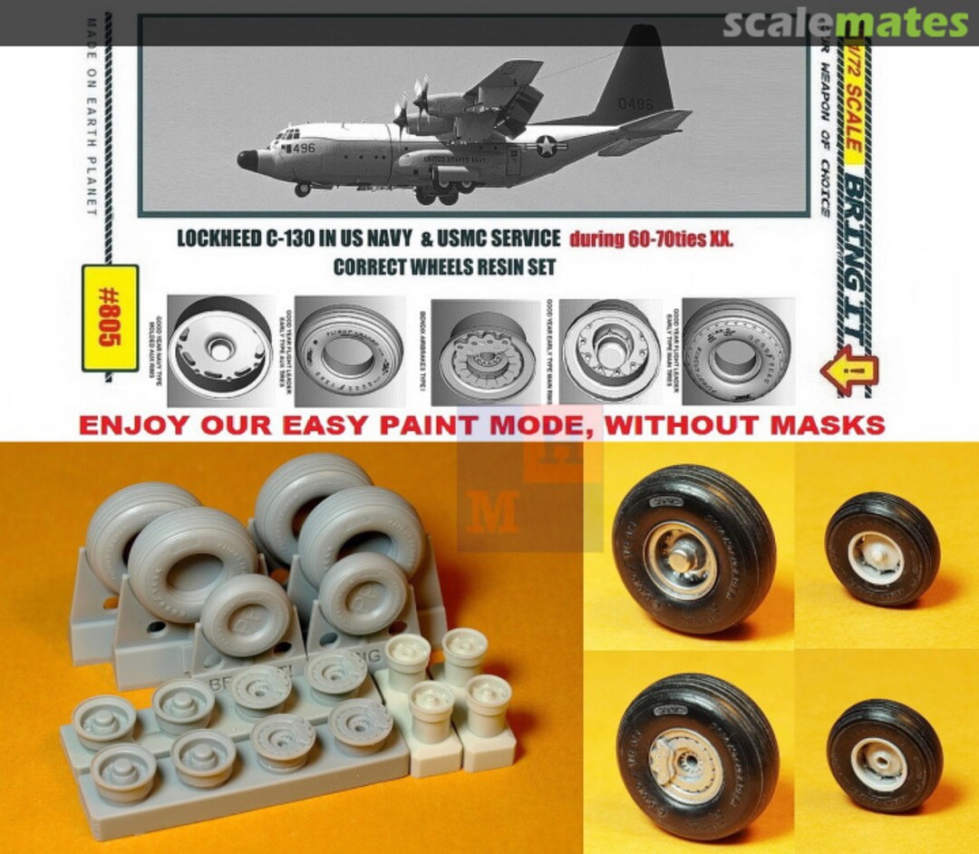 Boxart Lockheed C-130 wheels resin set #805 MLH/Bring It!