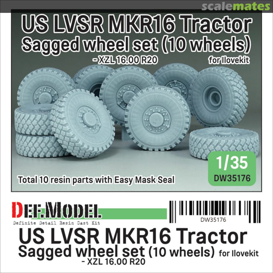 Boxart US LVSR MKR16 Tractor Sagged wheel set - Mich.XZL 16.00 R20 (10 wheels) DW35176 Def.Model