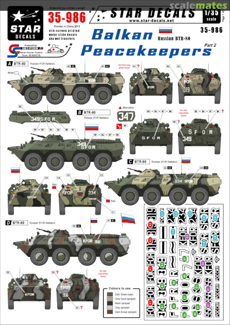 Boxart Balkan Peacekeepers #2 35-986 Star Decals