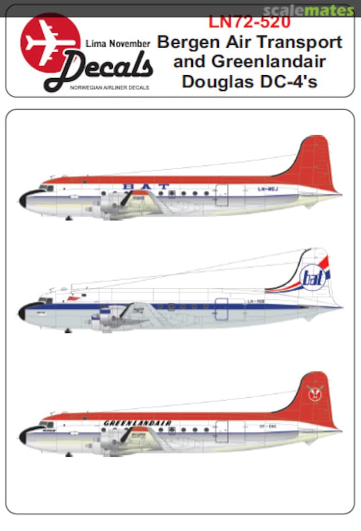 Boxart DC-4 LN72-520 Lima November Decals