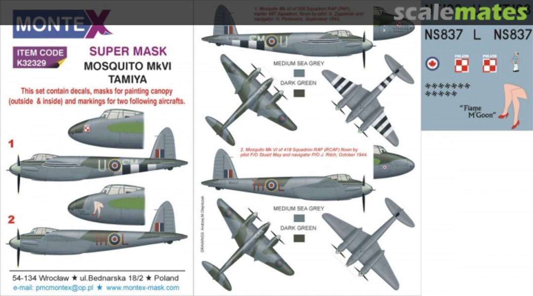 Boxart DH 98 Mosquito MkVI "RAF & RCAF" K32329 Montex