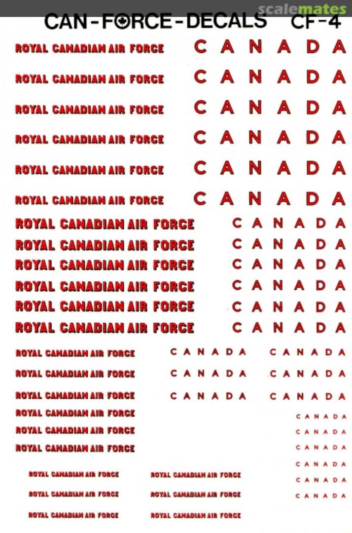 Boxart Royal Canadian Air Force / CANADA shadow lettering CF-4 Can-Force Decals