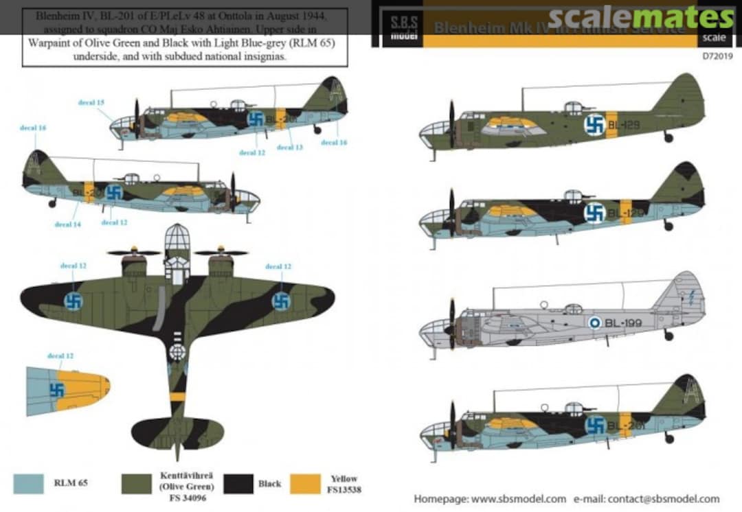 Boxart Bristol Blenheim Mk.IV in Finnish Service D72019 SBS Model