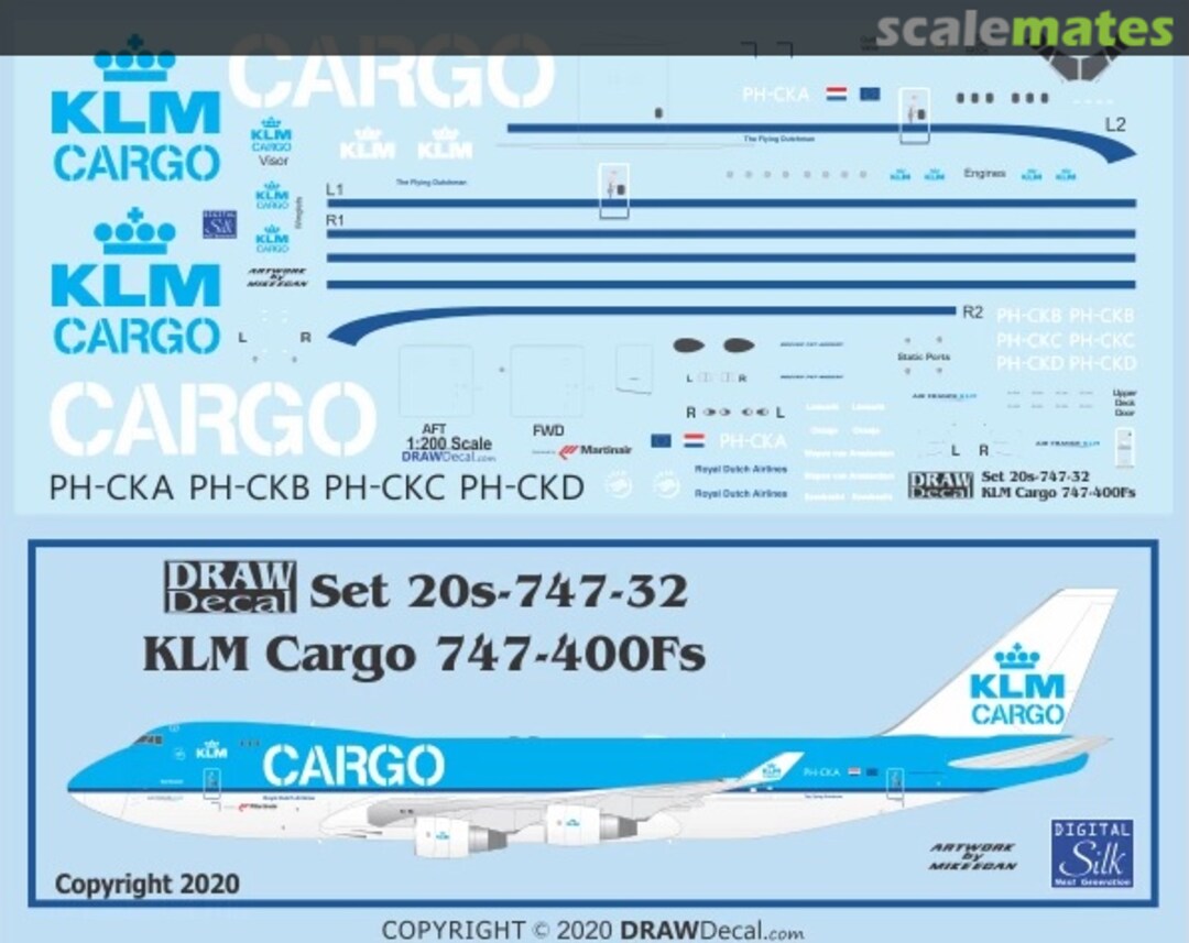 Boxart KLM Cargo 747-400ERFs 20-747-32 Draw Decal