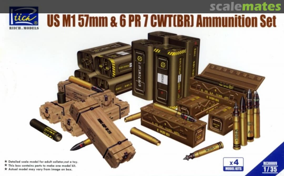 Boxart US M1 57 mm & 6 PR 7 CWT (BR) Ammunition Set RE30009 Riich.Models