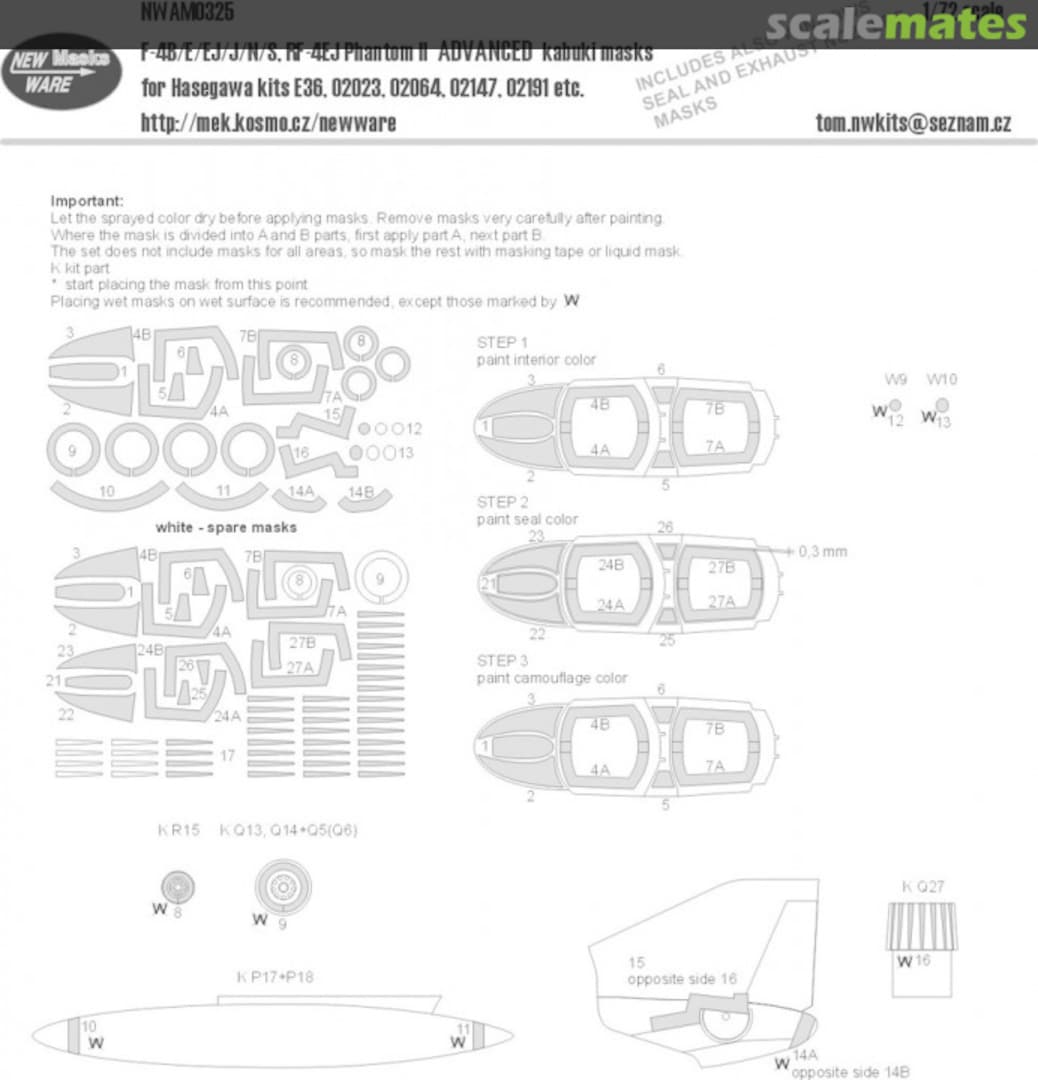 Boxart F-4 B/E/EJ/N/S, RF-4 EJ Phantom II ADVANCED kabuki masks NWAM0325 New Ware