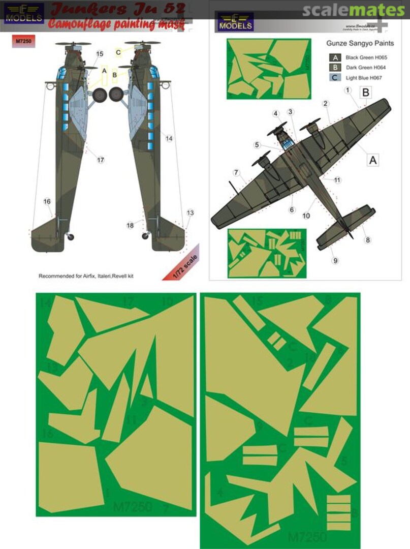 Boxart Junkers Ju 52 Camouflage Painting Mask M7250 LF Models