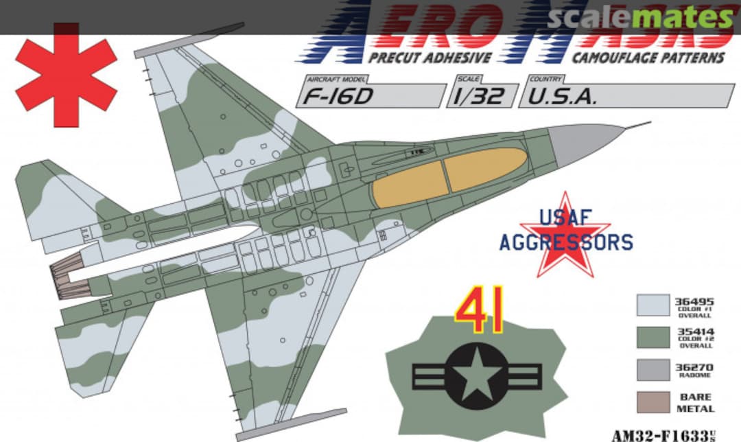 Boxart F-16D USA USAF Aggressors 41Red AM32-F1633 AeroMasks