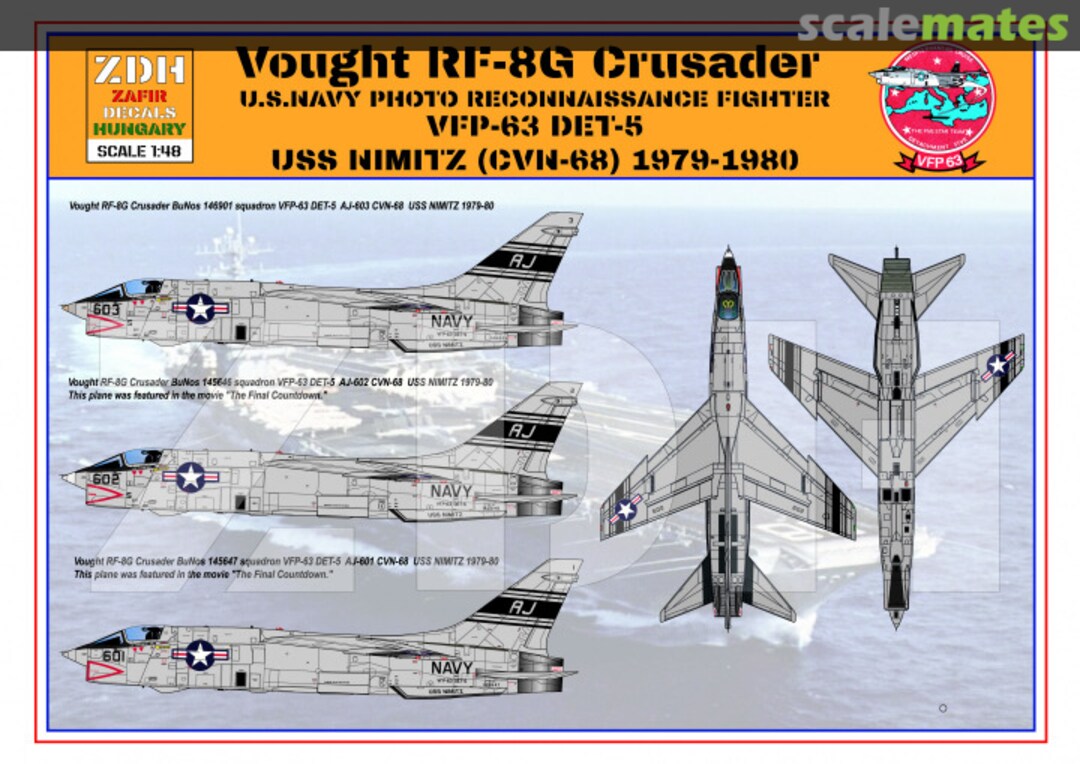 Boxart Vought RF-8G Crusader - VFP-63 DET-5 48001 ZDH Decals