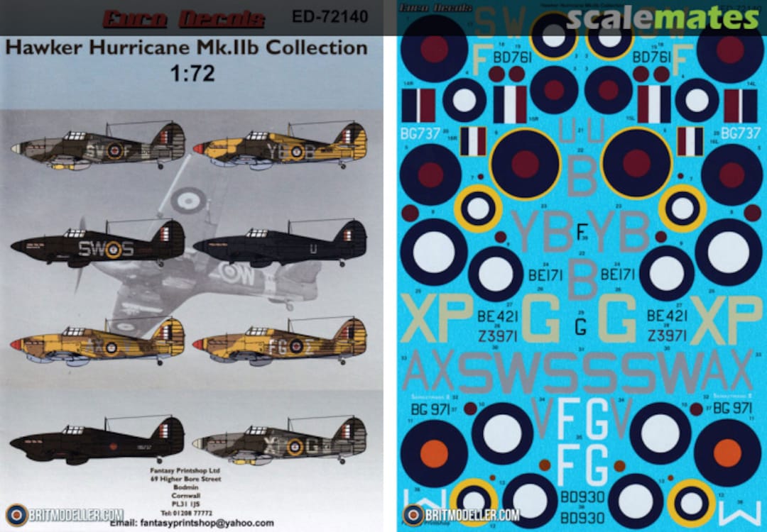 Boxart Hawker Hurricane Mk.IIb Collection ED-72140 Euro Decals