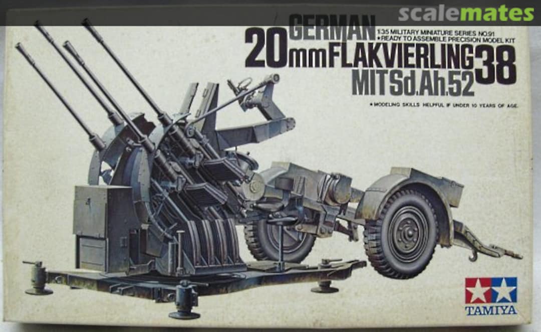 Boxart 20mm Flakvierling 38 mit Sd.Ah.52 35091 Tamiya