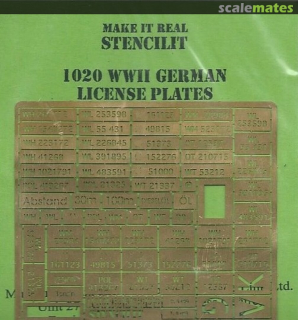 Boxart WWII German License Plates 1020 Stencilit