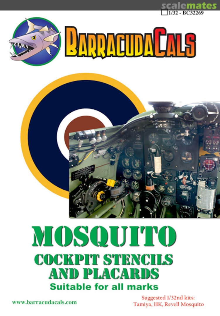 Boxart Mosquito Cockpit Stencils and Placards BC32269 Barracuda Studios