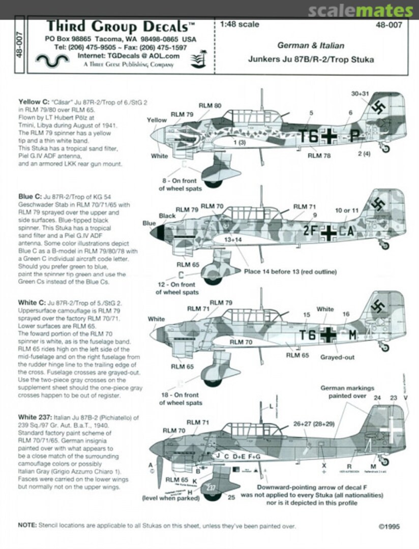 Boxart Junkers Ju 87B/R-2/Trop Stuka 48-007 Third Group Decals