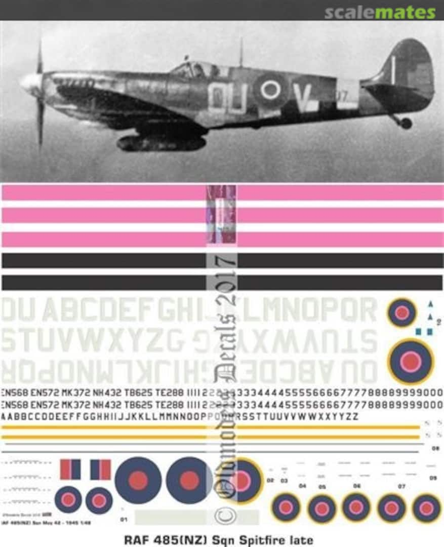 Boxart RAF 485(NZ) Sqn Spitfires late OMD0708 Oldmodels Decals