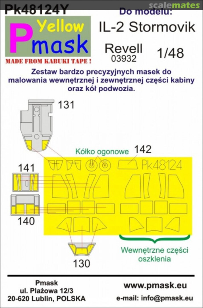 Boxart Maski do kabin IL-2 Stormovik (Revell 03932) PK148124Y Pmask