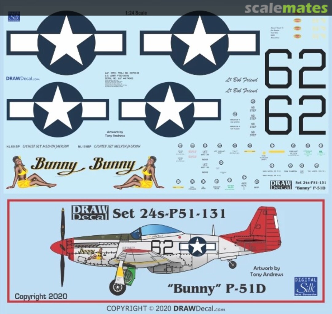 Boxart “Bunny” P-51D 24-P51-131 Draw Decal