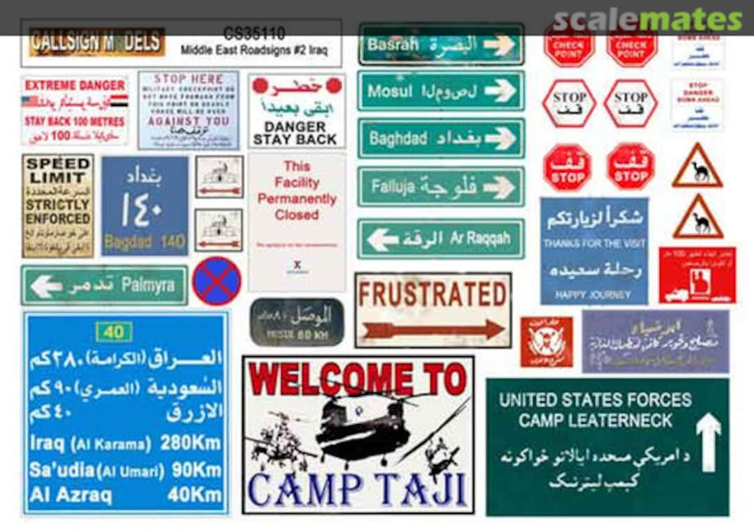 Boxart Callsign Models 35110 Middle East Roadsigns #2 Iraq CLL-35110 Callsign Models