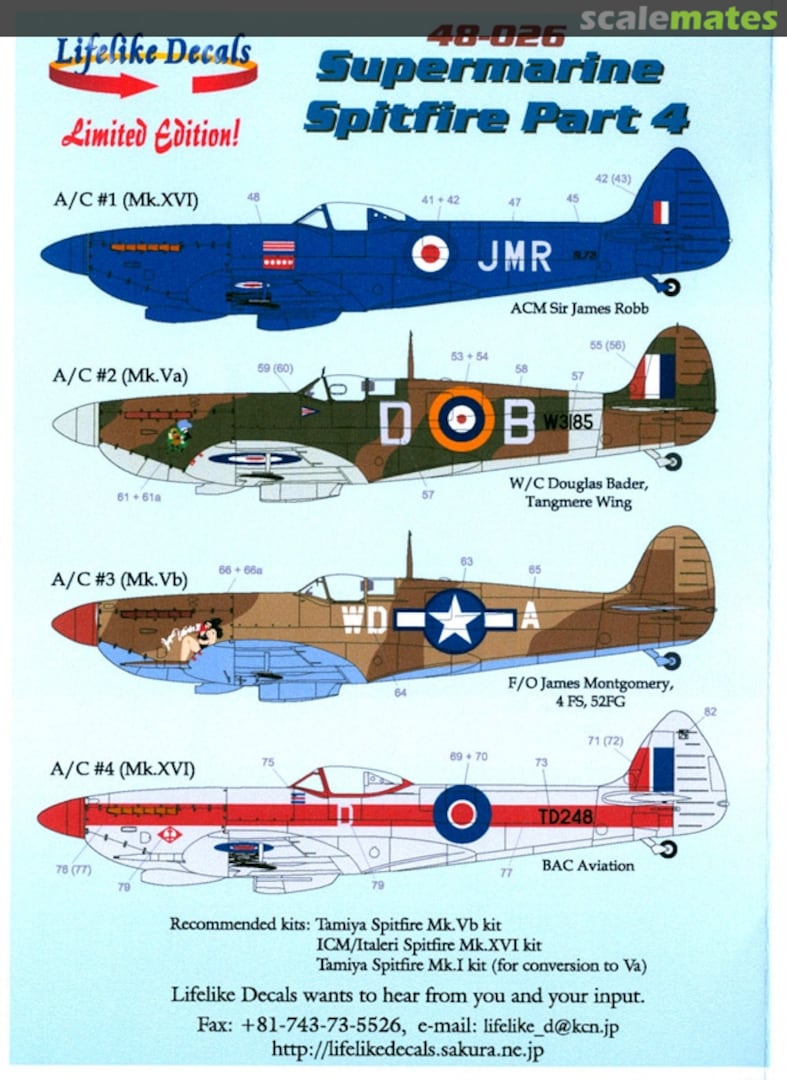 Boxart Supermarine Spitfire 48-026 Lifelike Decals