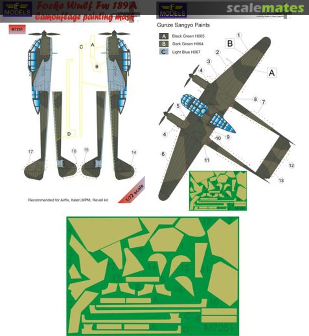 Boxart Focke Wulf Fw 189A Camouflage Painting Mask M7251 LF Models