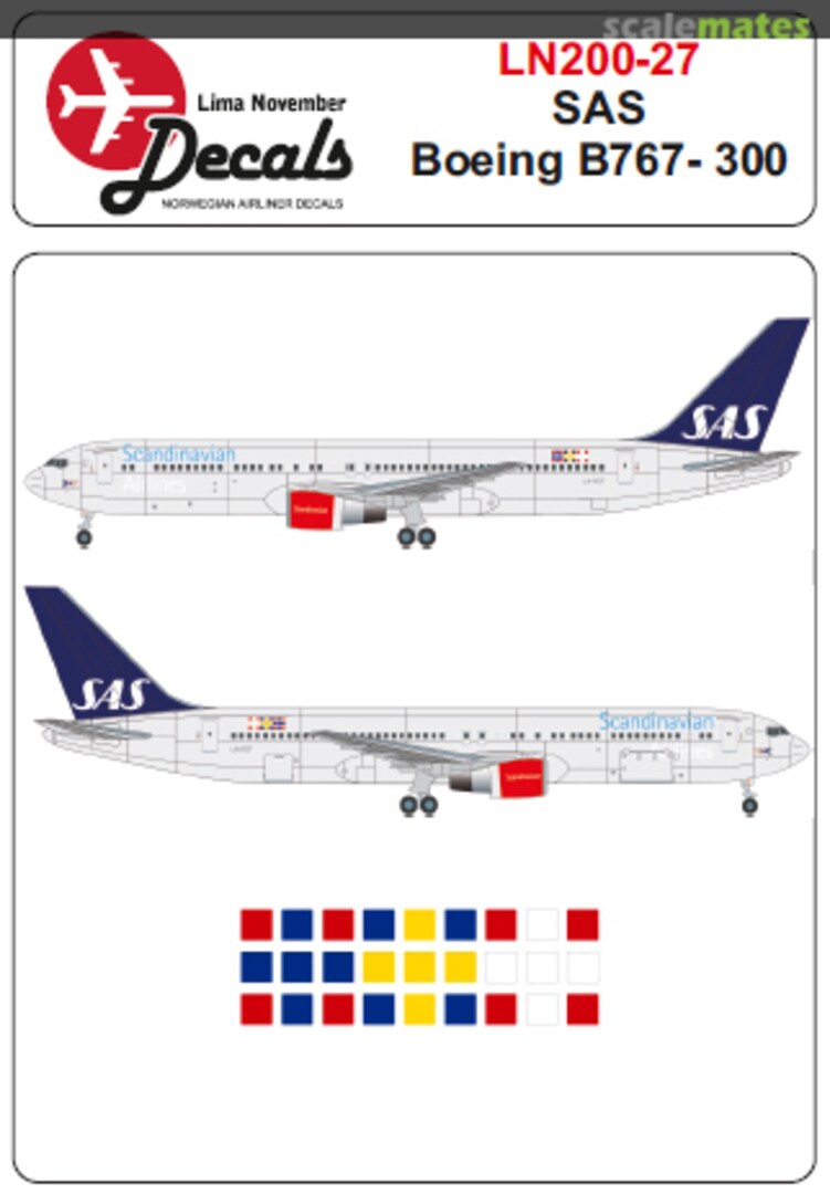 Boxart SAS Boeing 767-300 in the new colour scheme 2018 LN200-27 Lima November Decals