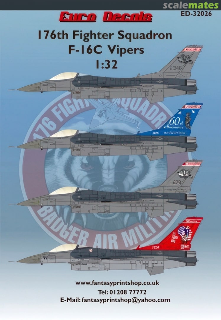 Boxart 176th Fighter Squadron F-16C Vipers ED-32126 Euro Decals