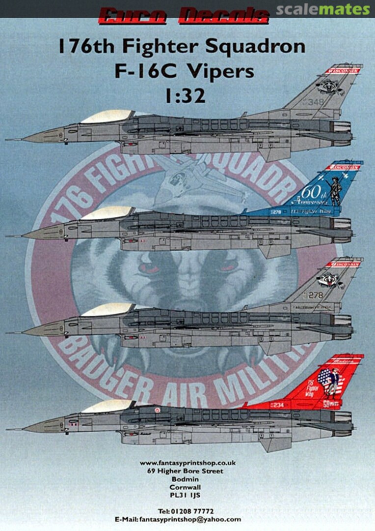 Boxart 176th Fighter Squadron F-16C Vipers ED-32126 Euro Decals