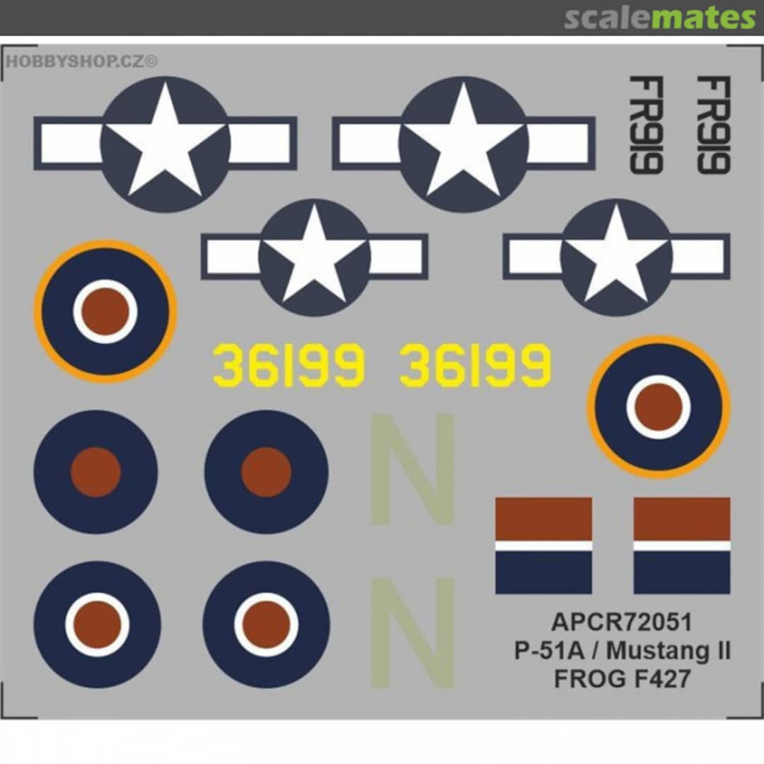 Boxart P-51A / Mustang II Frog F247 APCR72051 APC Decals