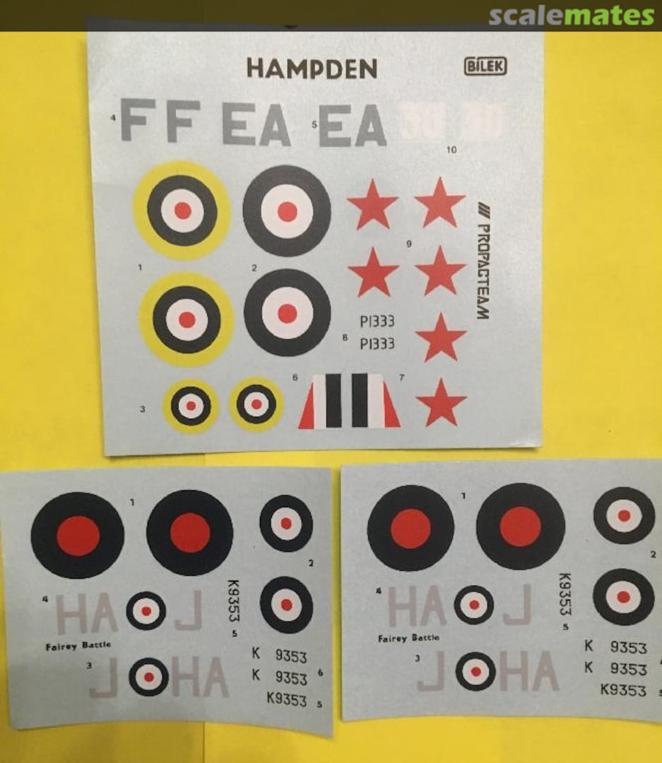 Boxart Decal Set: H.P.Hampden / Fairey Battle 72966 Bilek