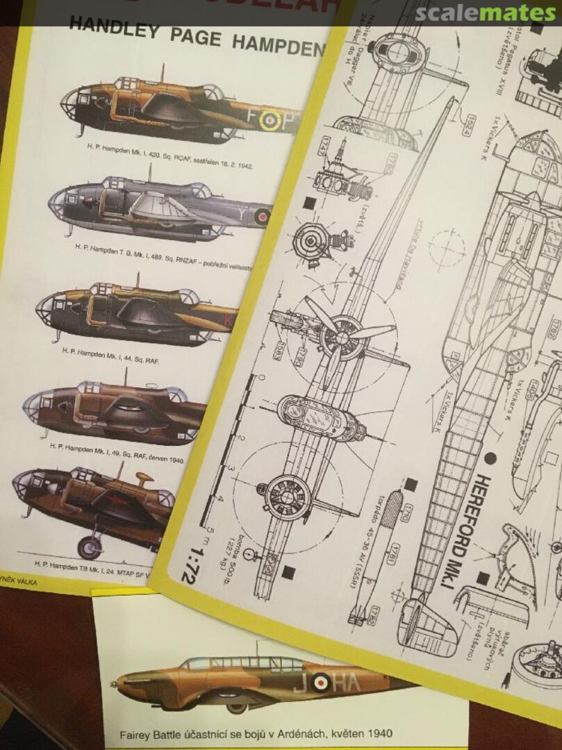 Contents Decal Set: H.P.Hampden / Fairey Battle 72966 Bilek