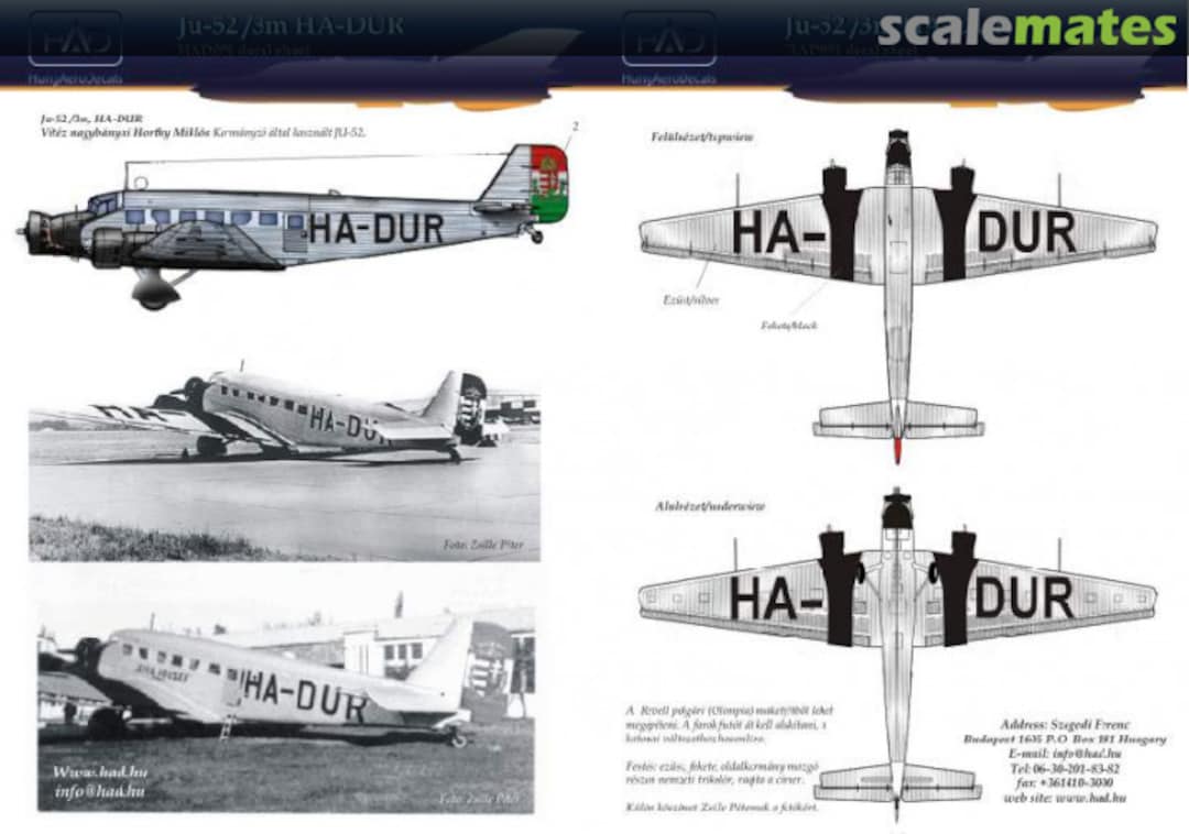 Boxart Junkers Ju 52 72091 HungAeroDecals