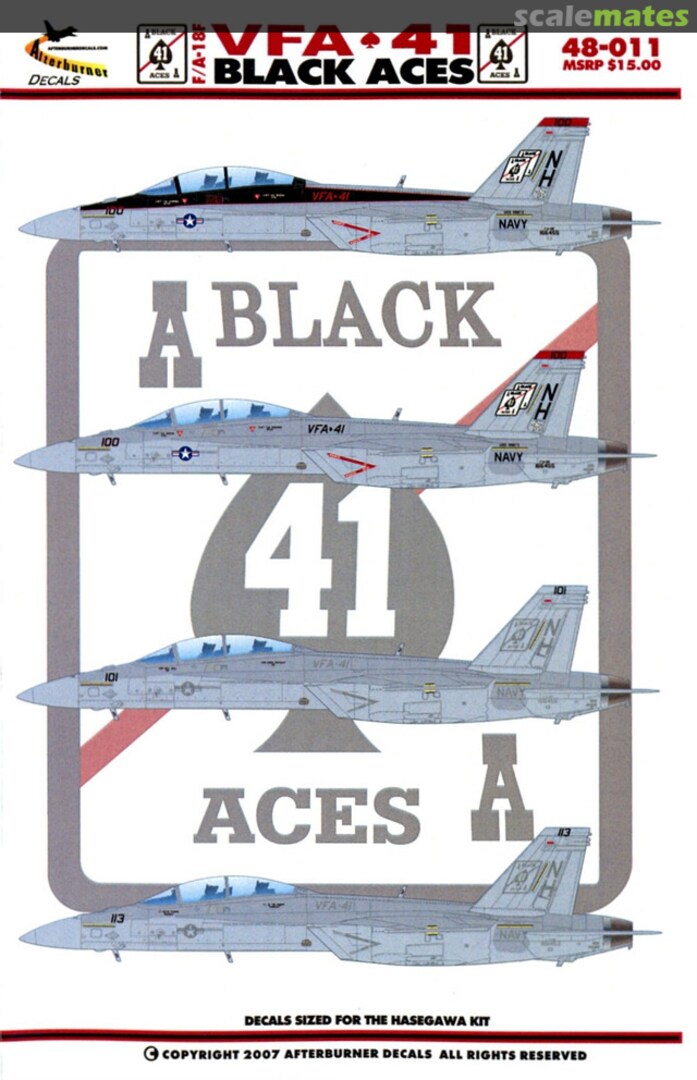 Boxart F/A-18F VFA-41 Black Aces 48-011 Afterburner Decals