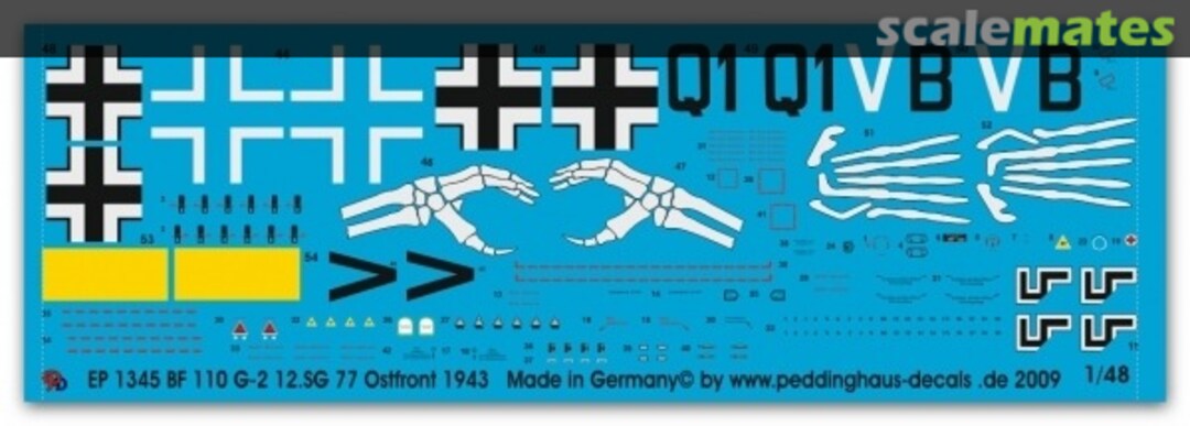 Boxart BF 110 G-2 12.SG 77 Ostfront 1943 EP 1345 Peddinghaus-Decals