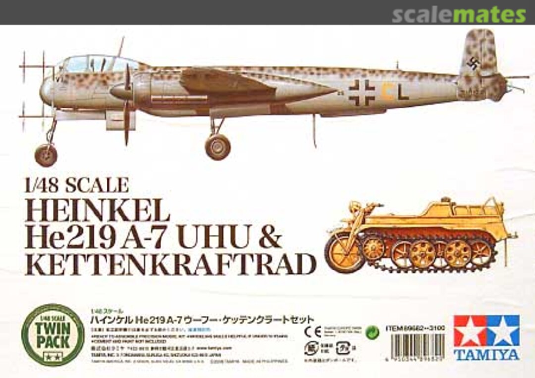 Boxart Heinkel He219A-7 Uhu & Kettenkraftrad 89682 Tamiya