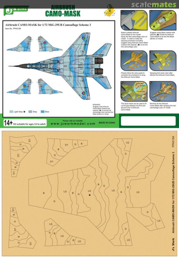 Boxart MiG-29UB Camouflage Scheme 3 masks PPA5184 J's Work