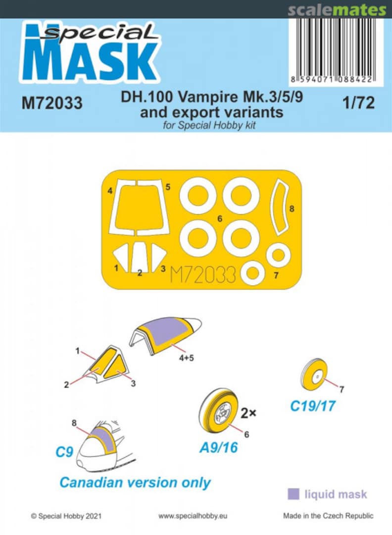 Boxart DH.100 Vampire Mk.3/5/9 and export variants M72033 Special Mask