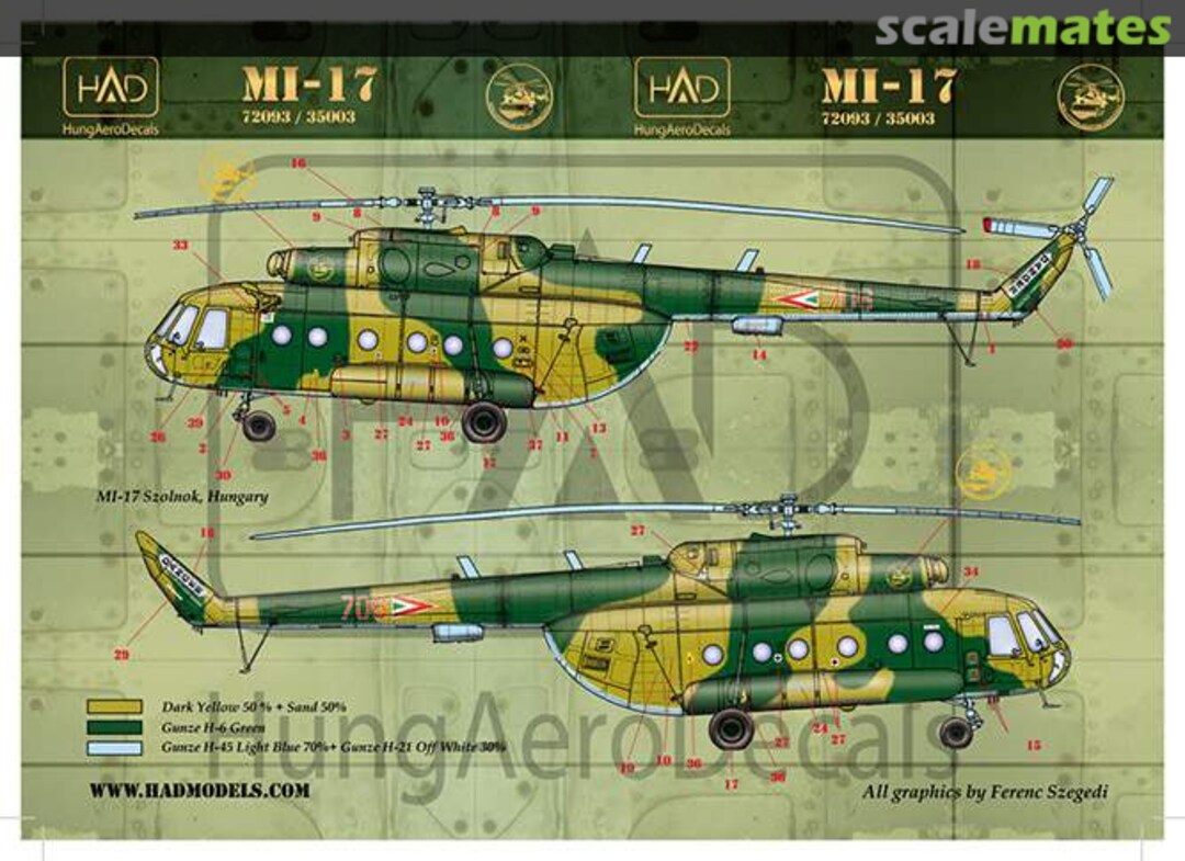 Boxart Mi-17 (Hungarian 706, 707) 72093 HungAeroDecals