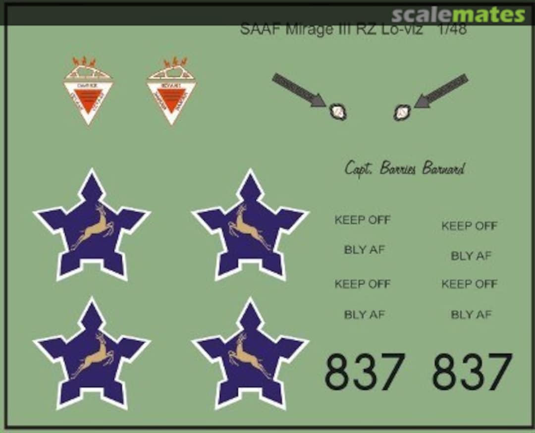 Boxart SAAF Mirage III RZ MAV-720264 MAV Decals