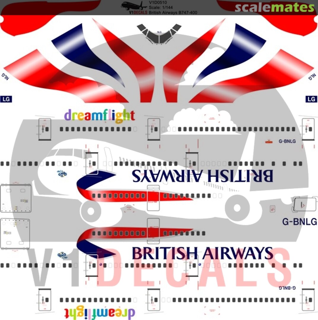 Boxart British Airways Boeing 747-400 V1D0510-200 V1 Decals