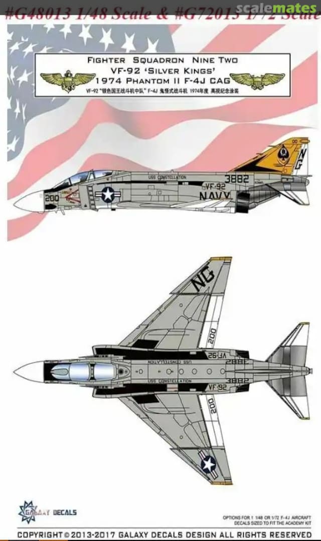 Boxart McDonnell Douglas F-4J Phantom II VF-92 Silver Kings G72013 Galaxy Model