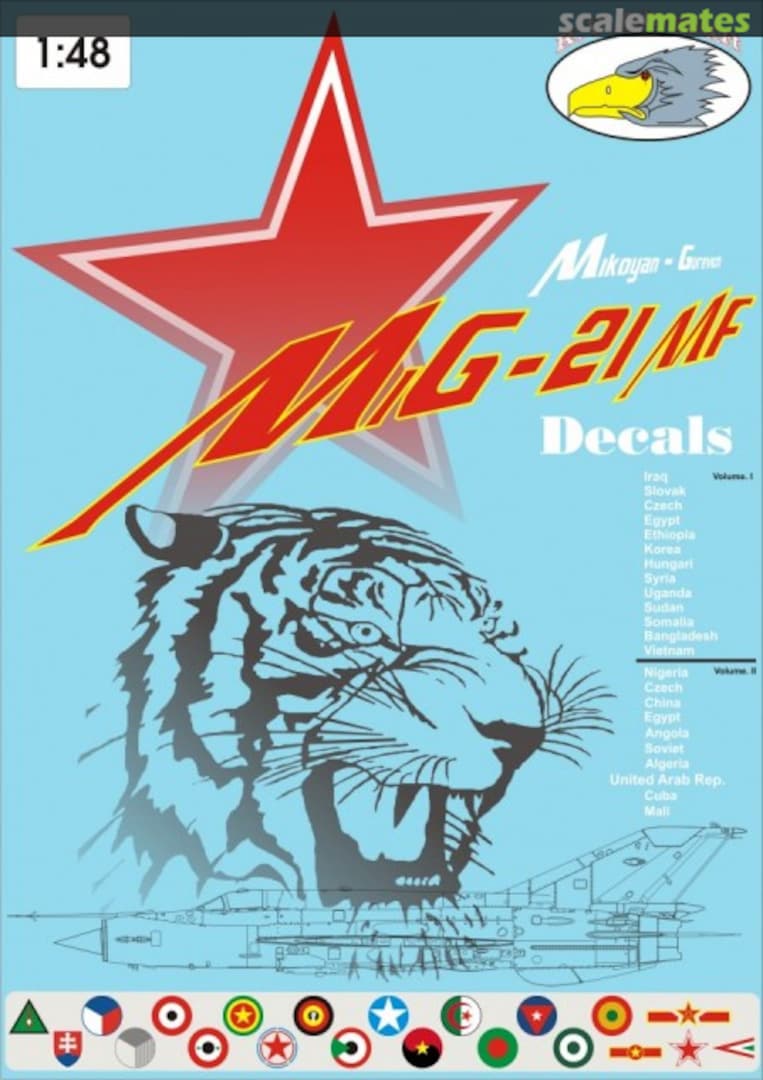 Boxart MiG-21MF Decals RVD 48012 R.V.Aircraft