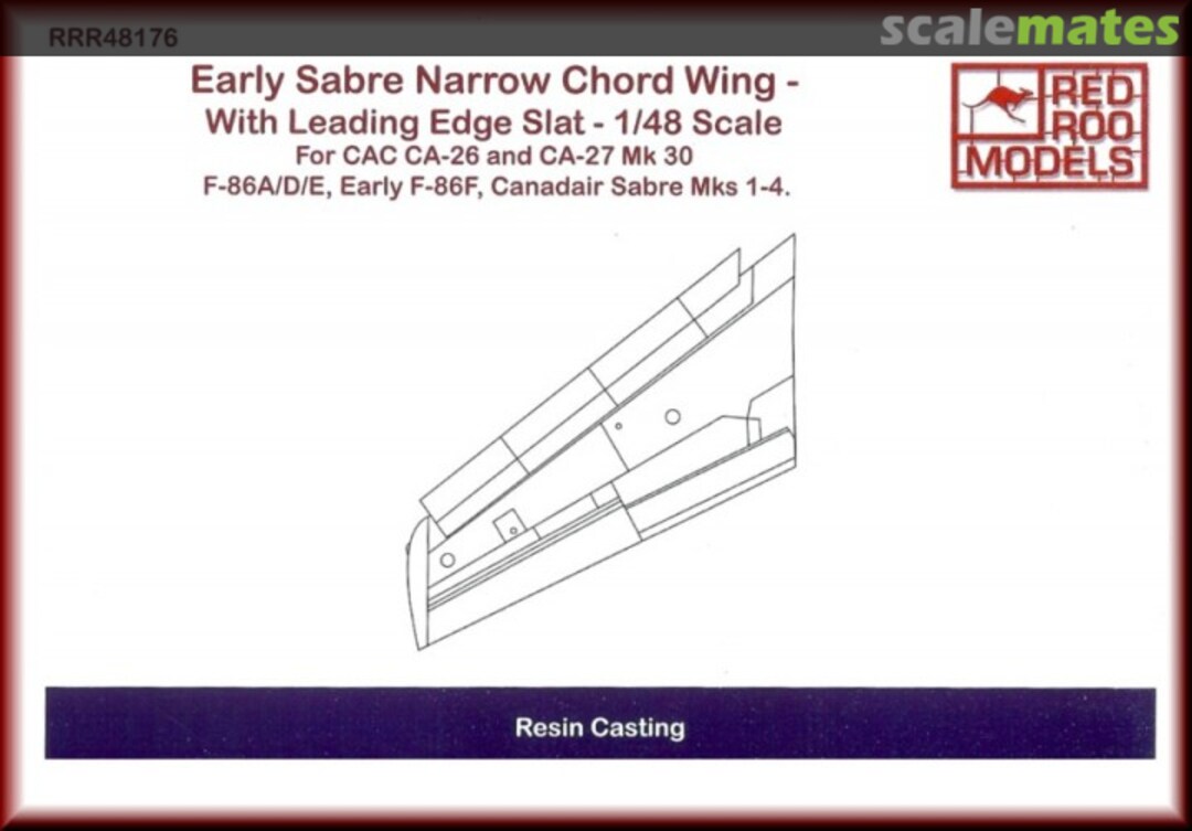 Boxart Early Sabre Narrow Chord Wing with Slats RRR48176 Red Roo Models