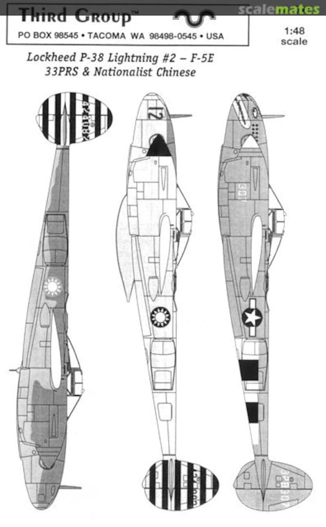 Boxart Lockheed P-38 Lightning #2 - F-5E 33 PRS & Nationalist Chinese 48-047 Third Group Decals