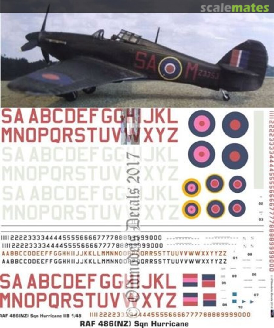 Boxart RAF 486(NZ) Sqn Hurricanes OMD0715 Oldmodels Decals