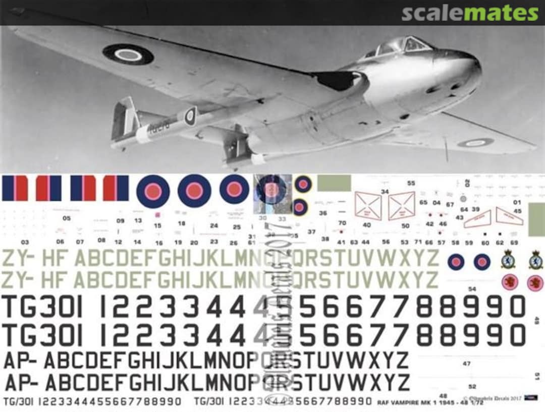 Boxart RAF Vampire F Mk1 1945-48 OMD1171 Oldmodels Decals