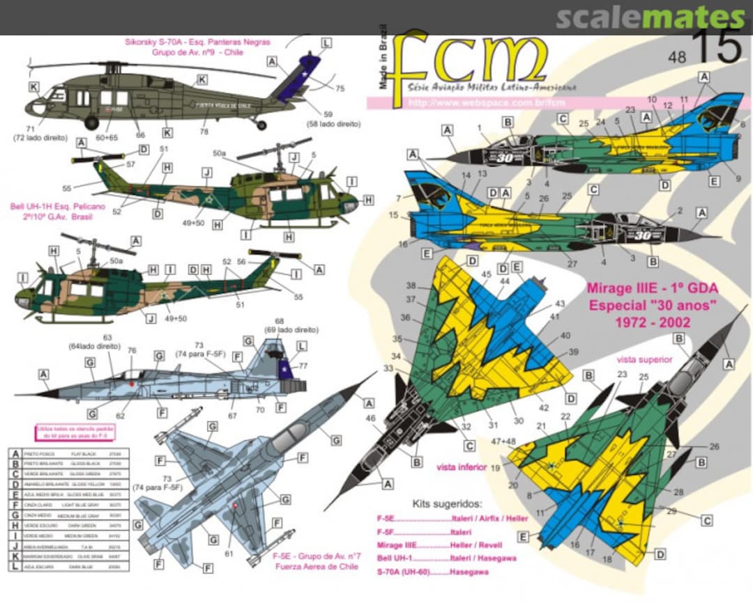 Boxart Mirage IIIE; S-70A; UH-1H; F-5E 48-15 FCM