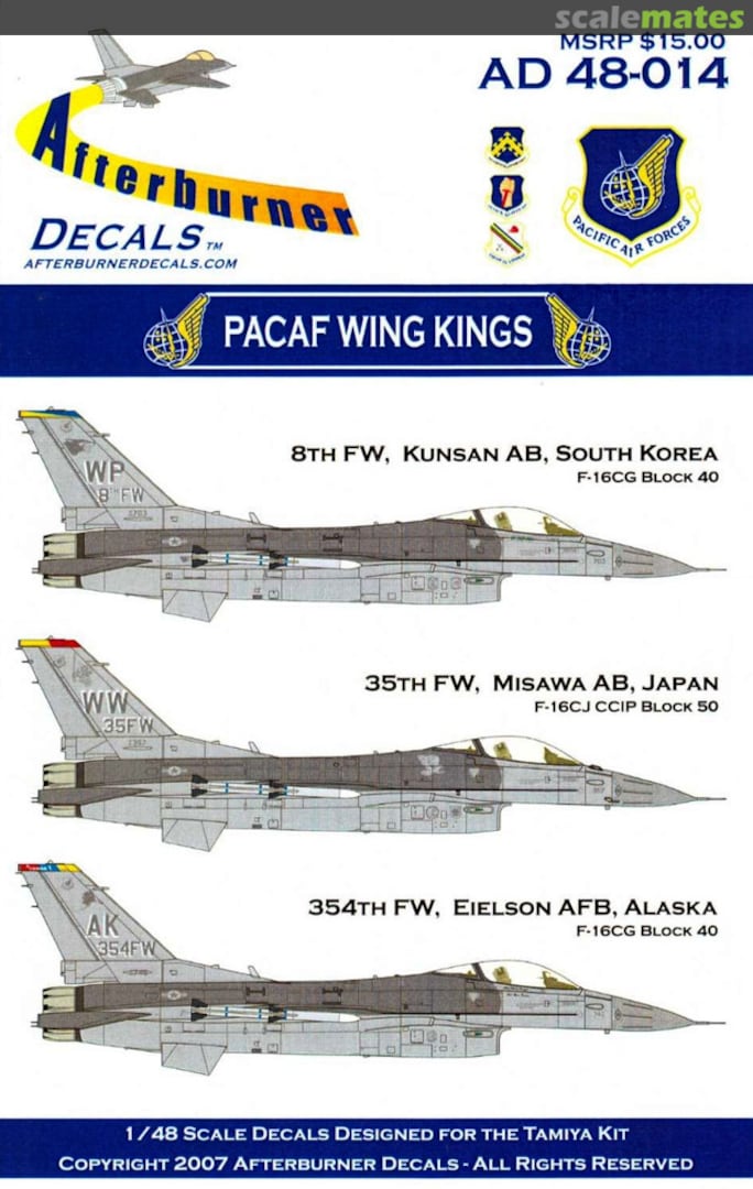 Boxart PACAF Wing Kings AD 48-014 Afterburner Decals