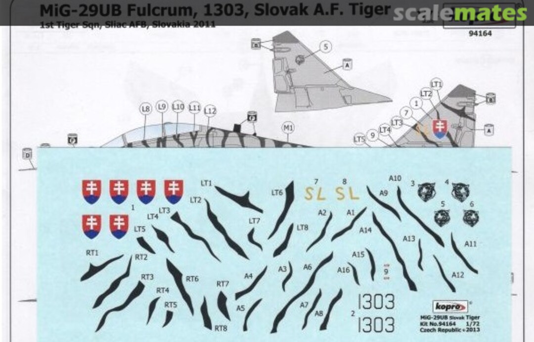 Boxart MiG-29UB Fulcrum 1303, Slovak A.F. Tiger 94164 Kopro